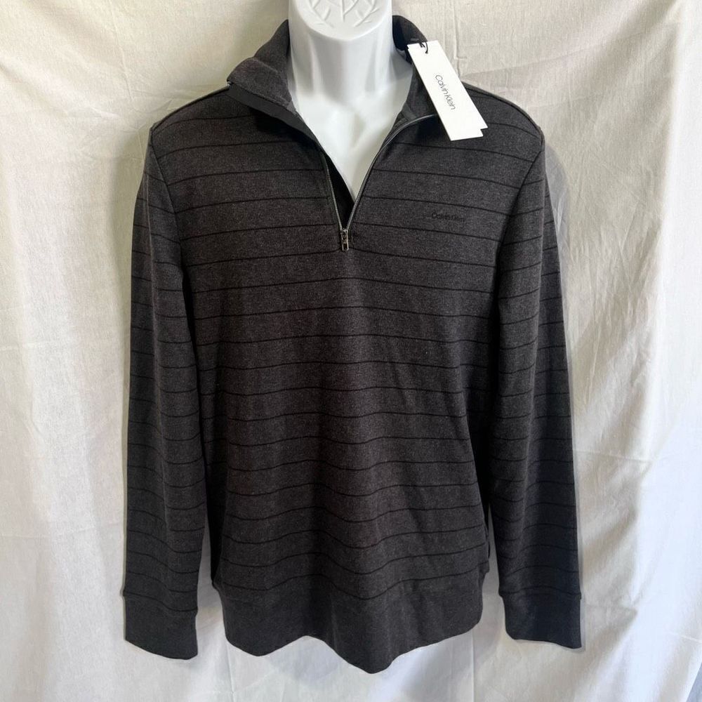 Calvin’s Klein NWT charcoal striped quarter zip, size small